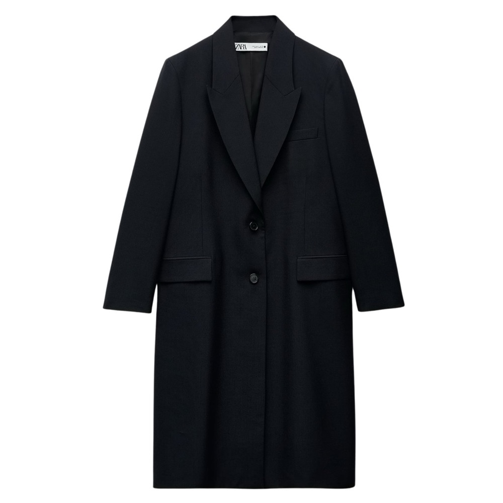 MINIMALIST WOOL BLEND COAT ZW COLLECTION - Picture 2 of 6